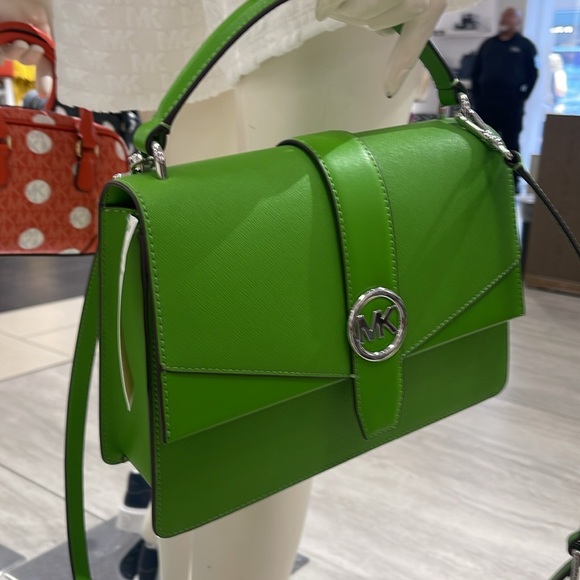 Michael Kors Greenwich Medium Saffiano Leather Satchel Crossbody Shoulder Bag - Picture 13 of 16